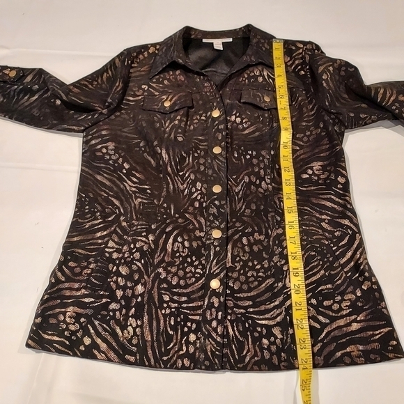 JM COLLECTION  Textured Black Gold Copper Clubwear Career Jacket sz SP - Picture 11 of 12